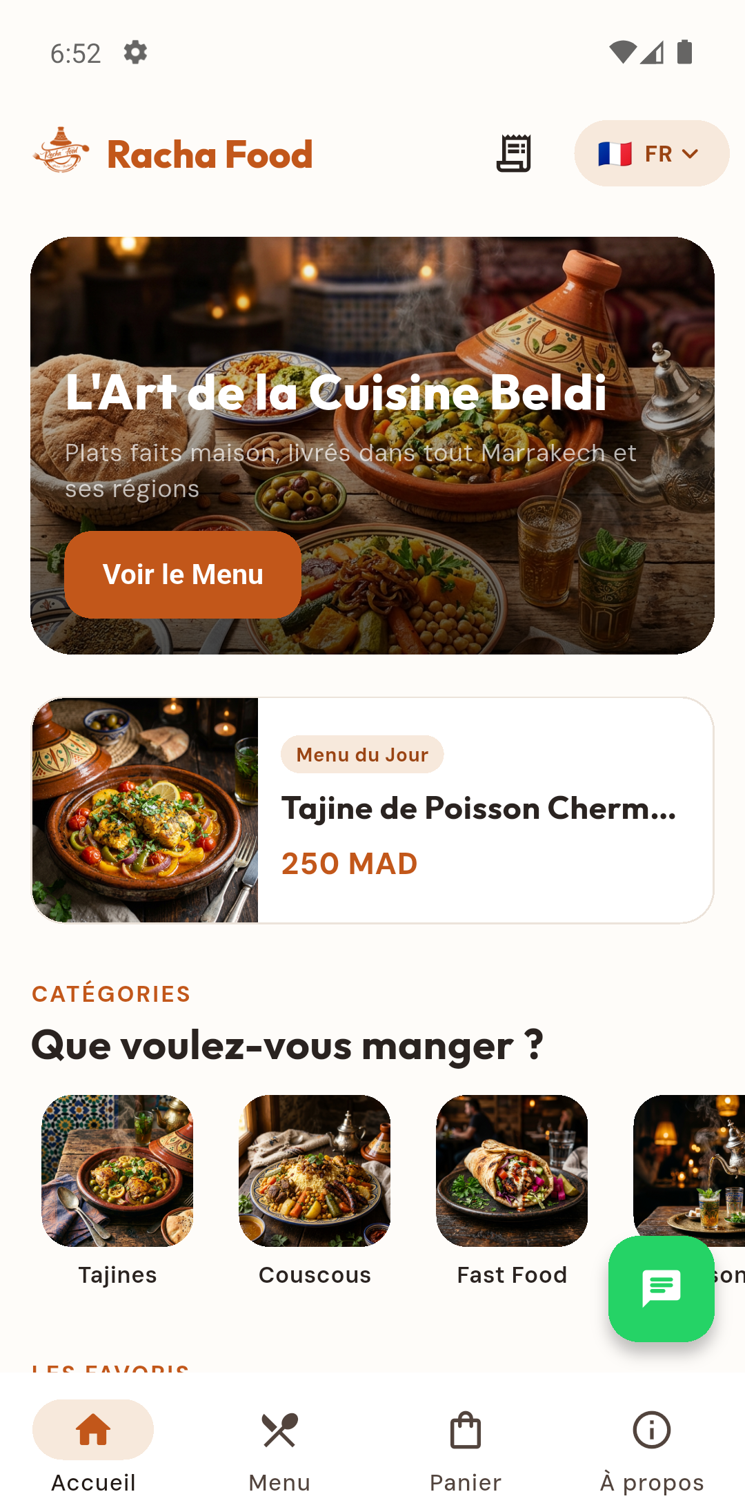 Racha Food app home screen