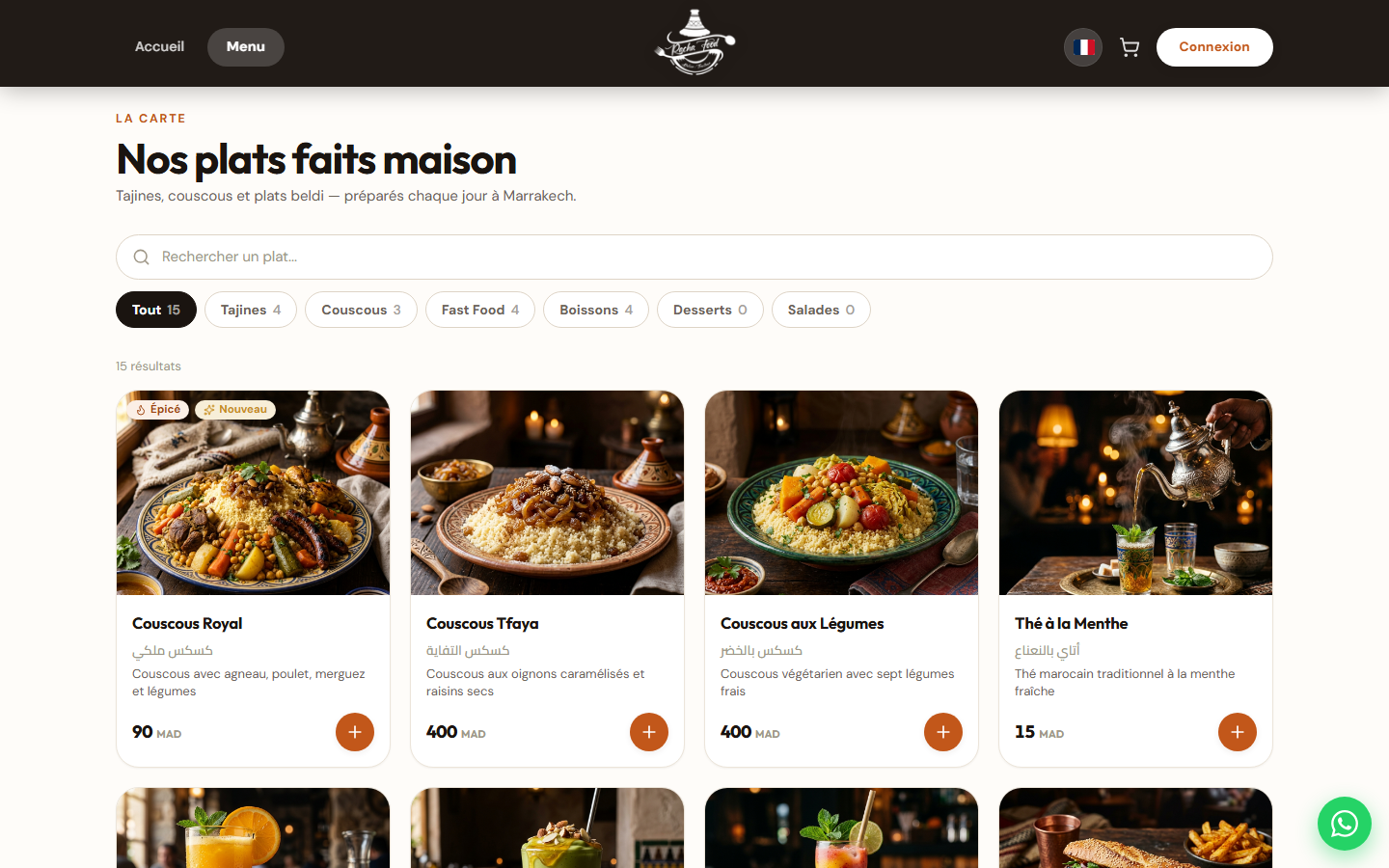 Racha Food menu and ordering page